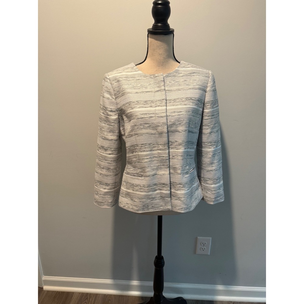 Ann Taylor Factory Women's size 10 Collarless Tweed Blend Blazer Jacket NWT